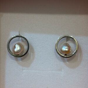 South Sea Golden Keshi Sterling Silver Earrings